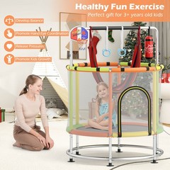 6-in-1 Kids Trampoline Combo 55″ Toddler Play Activity Center w/Hammock Green
