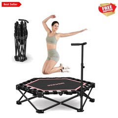 42” Foldable Mini Rebounder Trampoline – Adjustable Handle, Max Load 460lbs