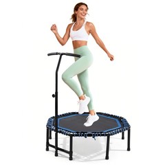 48″ Gym Mini Rebounder Trampoline for Adults Fitness with Adjustable Handle Bar