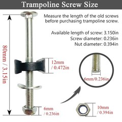 12 PCS Long Trampoline Screws 3.15 Inch, Anti-Loose Trampoline Bolts and Nuts…