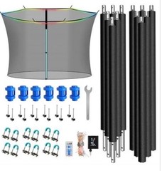 6PCS Trampoline Replacement Poles and 14FT Trampoline Net with Solar Lights