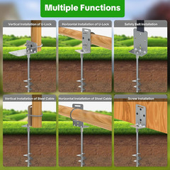 Heavy Duty Ground Anchors Screw-In Trampoline Stakes with Anti-Bend L-Plate, Mul