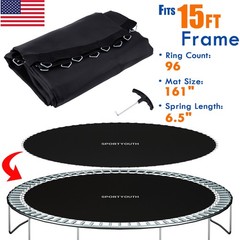 15ft Trampoline Mat Jumping Safety Pad Replacement Fits 6.5-7 inch 92 Rings Tool