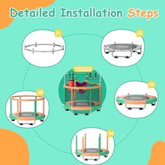 55″ Toddler Mini Trampoline for Kids, Indoor Outdoor Toys with Green-Orange
