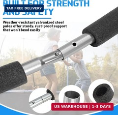 2 Pack Trampoline Replacement Curved Pole Universal Trampoline Enclosure Pole Fi