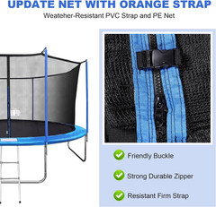 Trampoline Net Replacement with 6 Polecaps, 12Ft 14Ft 15 Ft round Frame, Durable