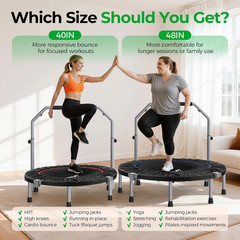 BCAN SP2 40/48″ Foldable Mini Trampoline Max Load 330Lbs/440Lbs, Fitness Rebound