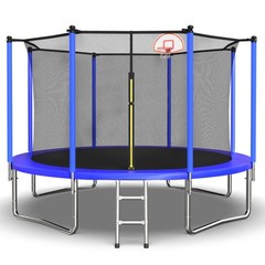 14FT Trampoline with Enclosure Net Outdoor Sports Fitness Equipment
