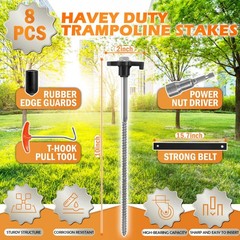 Trampoline Stakes 10 Inches 8mm Galvanized Steel Anchors – Heavy Duty