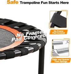 40″ Foldable Mini Trampoline Load 330lbs Portable Exercise Rebounder