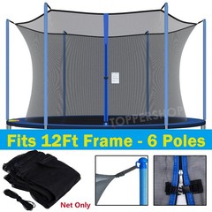Trampoline Safety Enclosure Net For 12FT 6 Pole Trampoline Replacement Netting