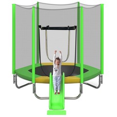 7ft Trampoline with Slide and Ladder Indoor Outdoor Safety Trampolines for Kids