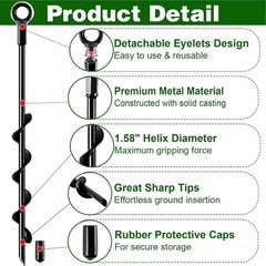 Ground Screw Anchors 18 Inch Spiral Trampoline Earth Anchor Kit 4 Pack Safety