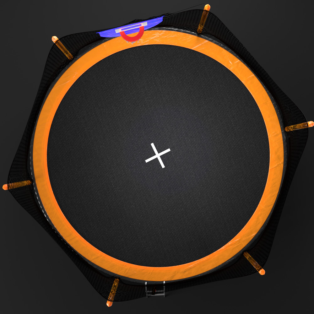 14FT Orange Trampoline W/Safety Enclosure Basketball Hoop Inflator Ladder