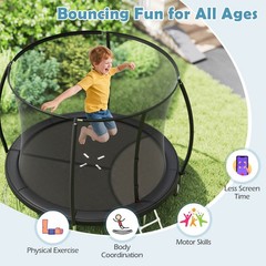 10FT Outdoor Trampoline w/Safety Enclosure Net Anti-Rust Galvanized Steel Frame