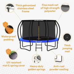 Outdoor Trampoline 8FT 10FT 12FT Round with Enclosure Gymnastics Non Slip