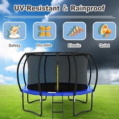 Trampoline Net Replacement Safety Enclosure Net with Zippers 12 FT / 8 poles