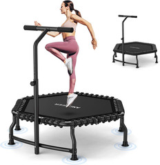ANCHEER Trampoline, 50” Rebounder Trampoline for Adult with Bar, Indoor Mini Tr