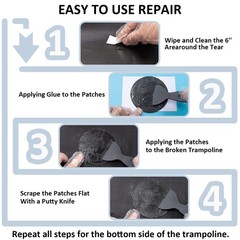 Trampoline Repair Kit 4 Inch Circle Patch Mat Hole Tear Fix 76 characters