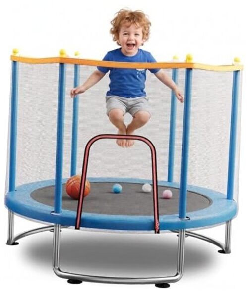 Kids Trampoline with Safety Net – 440lbs Capacity, Upgraded Rust-Proof Ring