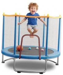 Kids Trampoline with Safety Net – 440lbs Capacity, Upgraded Rust-Proof Ring