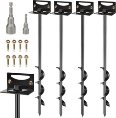 24 Inch Ground Anchors Set of 4 with Brackets Spiral Earth Anchors for