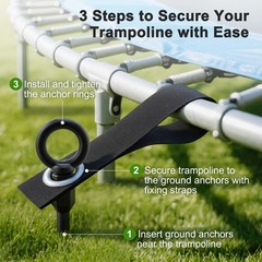 18″ Trampoline Stakes, 4 Pack Heavy Duty Ground Anchors with Safety Belts, Tr…