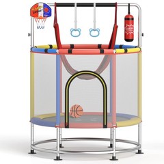 6-in-1 Kids Trampoline Combo 55″ Toddler Play Activity Center w/Hammock Red