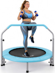 40″ Foldable Mini Trampoline for Adults – Compact Fitness Rebounder with Adjusta
