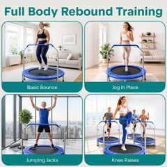 40″ Foldable Mini Trampoline for Adults – Compact Fitness Rebounder with Adjusta