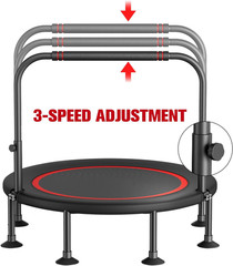40″/48″ Foldable Mini Trampoline with Adjustable Foam Handle –Thick Steel Spring