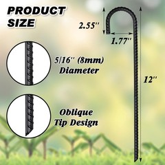 12 Inch 8 Pack Rebar Stakes Heavy Duty J Hook, Galvanized Ground Stakes Tent …