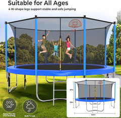 Lyromix Upgraded 16FT 15FT 14FT 12FT 10FT 8FT Trampoline Outdoor with Basketball
