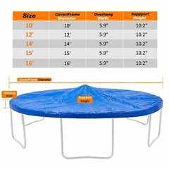 ExacMe Trampoline Winter Cover 10 12 14 15 16 ft, Rain Cover with Drain Holes