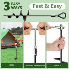 18″ Long Ground Anchor, Heavy Duty Earth Anchors 18 inch Ground Anchors Screw…