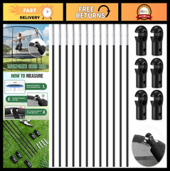Trampoline Fiberglass Rods for Net Enclosure – 8ft to 16ft Frame, Tube Caps Incl