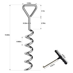 Set of 4 Heavy Duty Trampoline Stakes Corkscrew Anchor Kit with Belt Straps