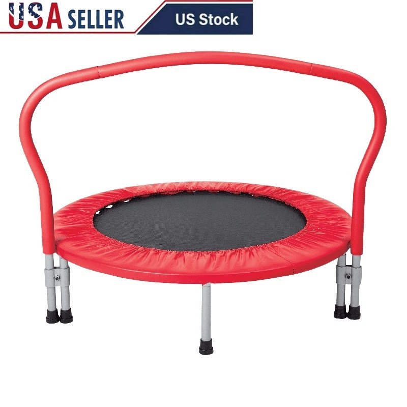Mini Folding Trampoline 36in Indoor Outdoor Safe Exercise Jump Fun Kids Adults