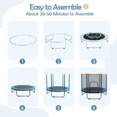 Kids Trampoline with Safety Net – 440lbs Capacity, Upgraded Rust-Proof Ring