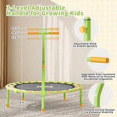 36” Mini Trampoline for Kids 3-6, Foldable & Spring-Free, Yellow & Green