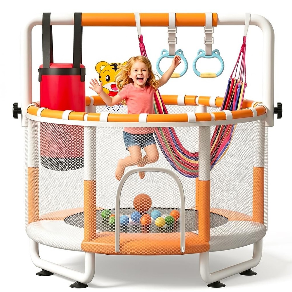 55 Inch Kids Trampoline Indoor with Safety Net