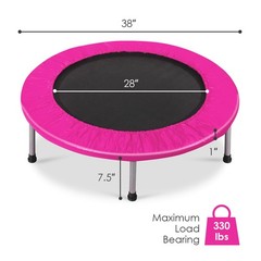 Topbuy 38″ Folding Mini Trampoline Portable Rebounder Trampoline Blue/Pink