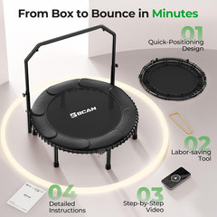 BT2 450/550LBS Mini Rebounder Trampoline for Adults with Bar, Fitness Trampoline