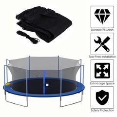 Round Replacement Trampoline Safety Enclosure Net for 12/13/14/15 ft Frames US