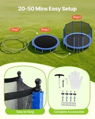 15FT Round Outdoor Trampoline w/ U-Shaped Legs & Net, 470lb, ASTM Certified
