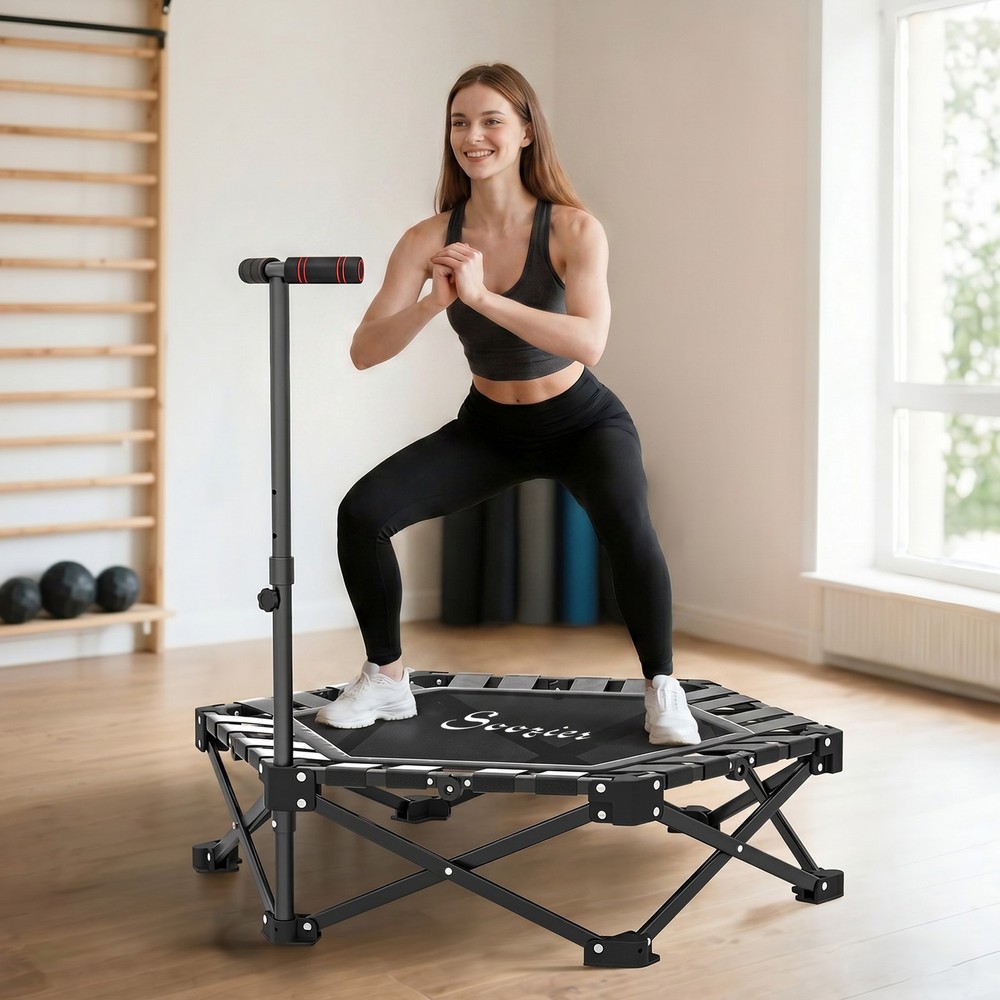 Soozier 40″ Foldable Mini Trampoline with Adjustable Foam Handle