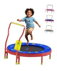 Mini Trampoline for Kids 3-6 with Super Safe Foam Handle Bar, 3ft Red & Blue
