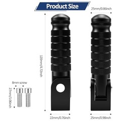 Ebike Foot Pegs,Mini Foldable 8MM Universal Motorcycle Foot Rest,Rear