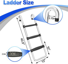 Universal Trampoline Ladder Slide Kit, 3 Steps Wide Step for Trampoline, Trampol