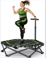 EAST MOUNT 42″ Foldable Mini Indoor Trampoline Rebounder with Handle Black Green